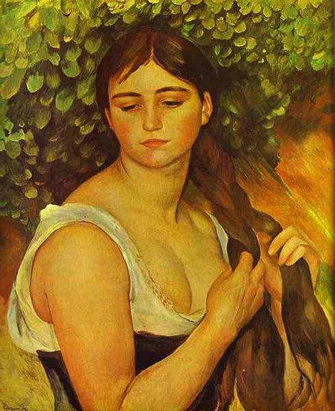 Pierre-Auguste Renoir Girl Braiding Her Hair Spain oil painting art